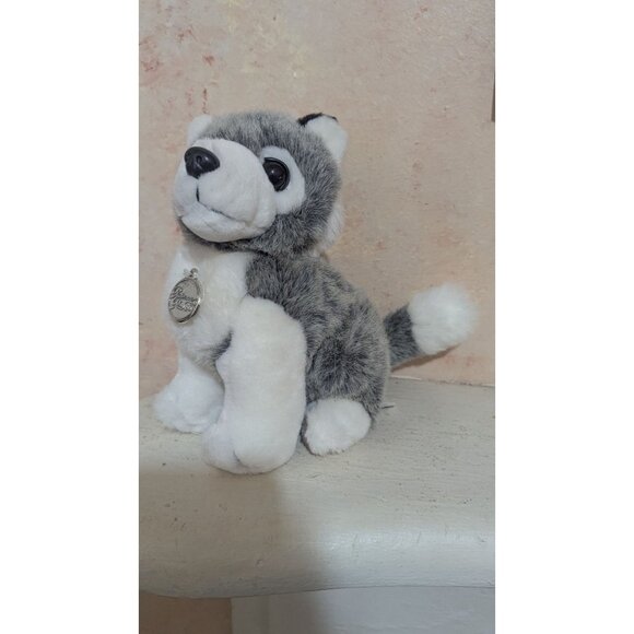 Plush Husky Dog Toy By TB Toy Trading Co 9" Gray & White Stuffed Animal - Picture 3 of 11